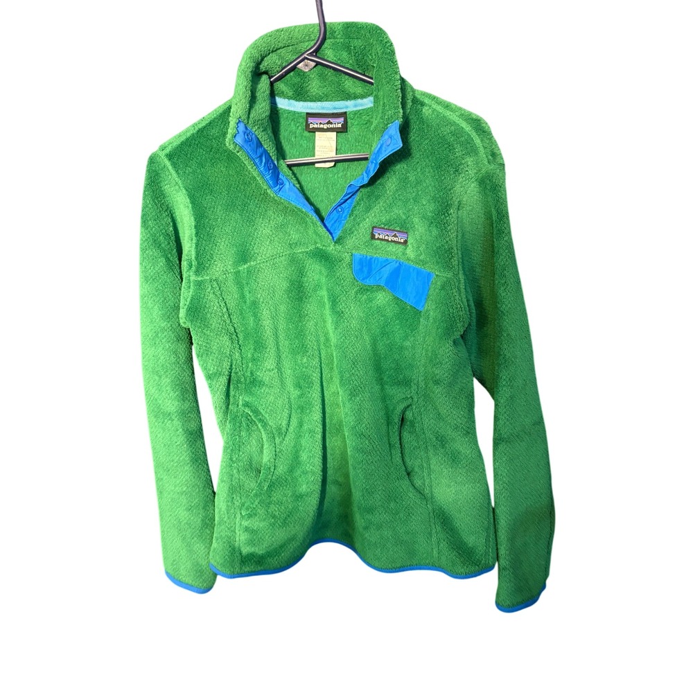 Patagonia Re-Tool Snap-T Fleece Pullover Green Blue Womens Medium 25442